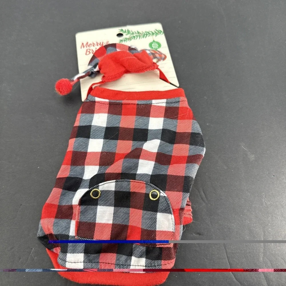 Cozy Pajamas Small Pet Costume Plaid Merry & Bright Collection NEW!